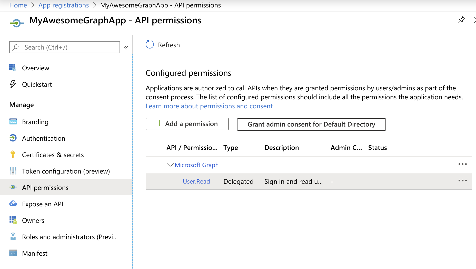 API permissions overview